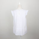 White Broderie Anglaise Flutter-Sleeve Tiered Peplum Blouse – Size M-4
