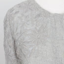 Zara Light Grey Tonal Floral Embroidered Collarless Pleated Bell-Sleeve Jacket – Size M-2
