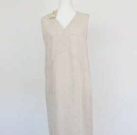 Cream midi length 100% linen dress - XS - 0