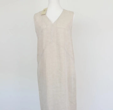 Cream midi length 100% linen dress - XS - 0