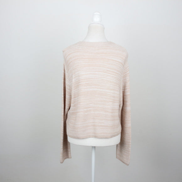 Cotton On Oatmeal Space-Dye Textured Knit Crew-Neck Cropped Sweater – Size S