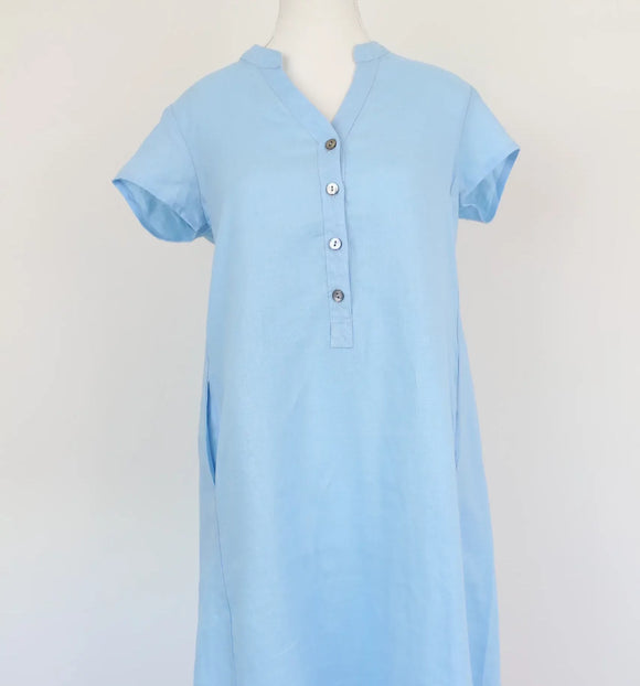 Light blue dress - mandarin collar shirt