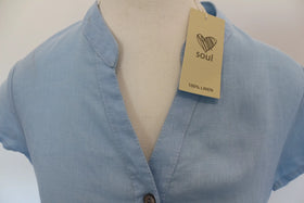 Light blue dress - mandarin collar shirt - 0