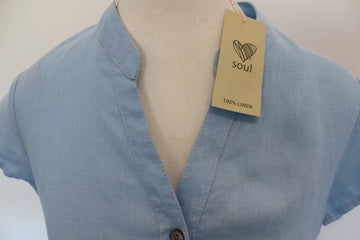Light Blue Mandarin Collar Dress | Brand New - 0