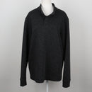 Charcoal Marl Three-Button Polo Collar Long-Sleeve Sweatshirt – Size M-1