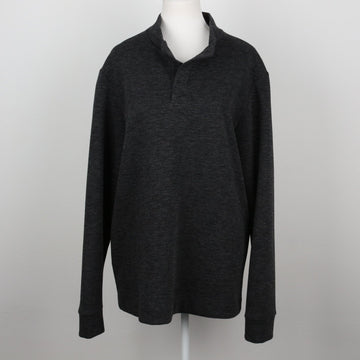 Charcoal Marl Three-Button Polo Collar Long-Sleeve Sweatshirt – Size M