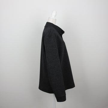 Charcoal Marl Three-Button Polo Collar Long-Sleeve Sweatshirt – Size M - 0