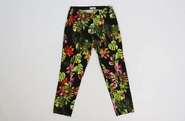 Black Palm Leaf Print Stretch Pants | Sizes M–XXL | Brand New