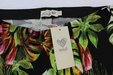 Black Palm Leaf Print Stretch Pants | Sizes M–XXL | Brand New - 0