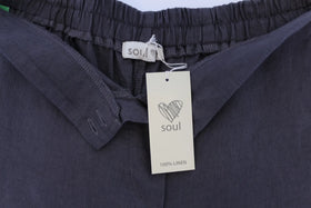 Charcoal wide leg 100% linen pants - 0