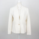 H&M Off-White Single-Button Notch Lapel Tailored Linen-Blend Blazer – Size 10-1