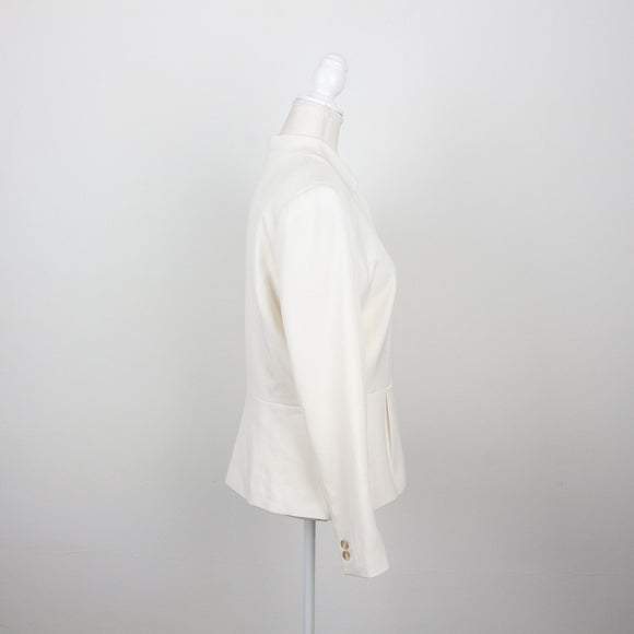 H&M Off-White Single-Button Notch Lapel Tailored Linen-Blend Blazer – Size 10