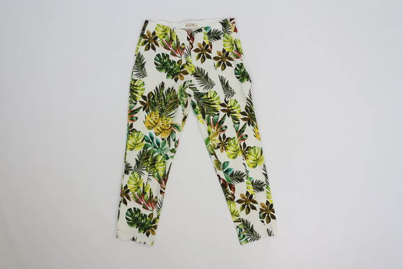 Palm leaves print stretchy pants