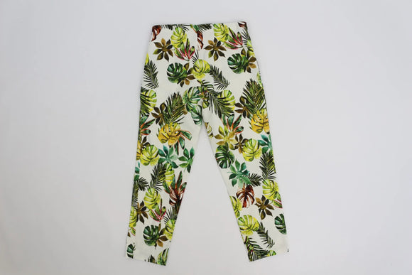 Palm leaves print stretchy pants