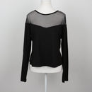 Black Mesh Yoke Panel Round-Neck Long-Sleeve Jersey Top – Size 42-1