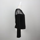 Black Mesh Yoke Panel Round-Neck Long-Sleeve Jersey Top – Size 42-2