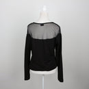 Black Mesh Yoke Panel Round-Neck Long-Sleeve Jersey Top – Size 42-3