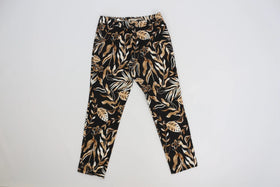 Black pants with beige leaf - 0