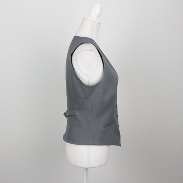Steel Grey Five-Button V-Neck Tailored Suit Waistcoat with Welt Pockets – Size 32
