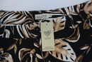 Black pants with beige leaf-3