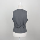 Steel Grey Five-Button V-Neck Tailored Suit Waistcoat with Welt Pockets – Size 32-2