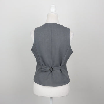 Steel Grey Five-Button V-Neck Tailored Suit Waistcoat with Welt Pockets – Size 32 - 0
