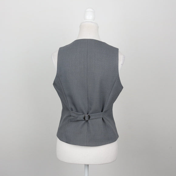 Steel Grey Five-Button V-Neck Tailored Suit Waistcoat with Welt Pockets – Size 32