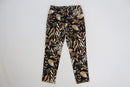 Black pants with beige leaf-4