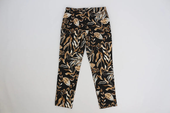 Black pants with beige leaf