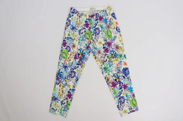 Bright Watercolour Floral Print Stretch Pants | Sizes S–XL | Brand New