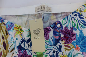 Watercolor bright floral print stretchy pants - 0
