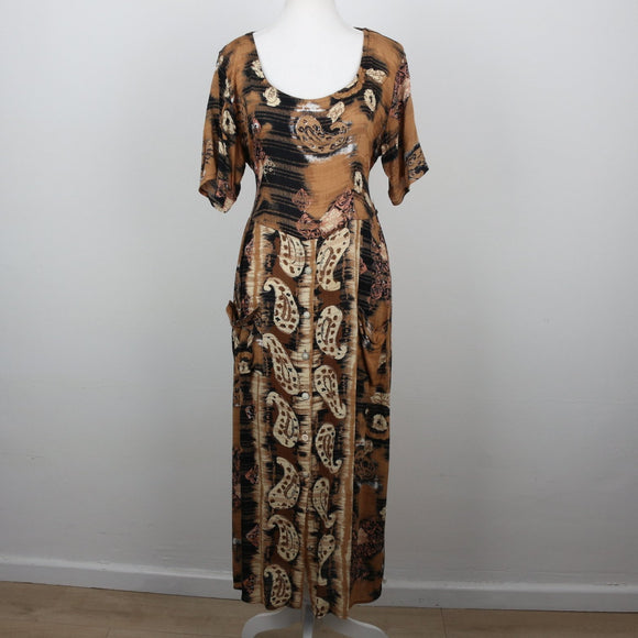 Vintage Paisley Maxi Dress | Size 12
