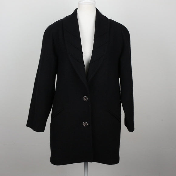 Alveco Vintage Black 70% Wool Coat | Size 8