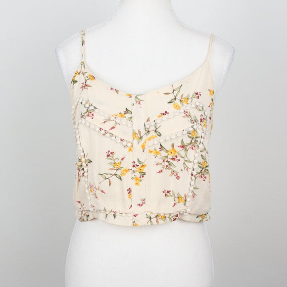 Cream Floral Crop Top | Size M