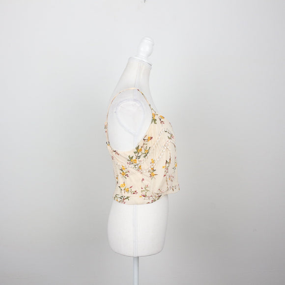 Cream Floral Crop Top | Size M