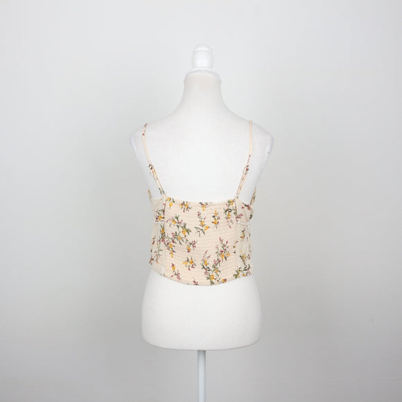 Cream Floral Crop Top | Size M