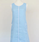 Pastel blue and white 100% linen dress - XS-1