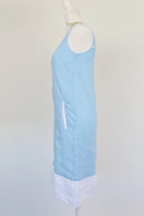Pastel blue and white 100% linen dress - XS-2
