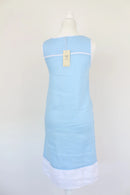 Pastel blue and white 100% linen dress - XS-3