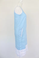 Pastel blue and white 100% linen dress - XS-4