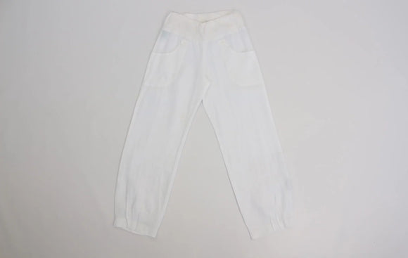 White cuffed leg 100% linen pants