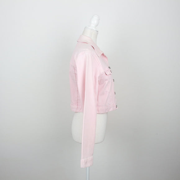 RE: Baby Pink Cropped Denim Jacket | Size 10