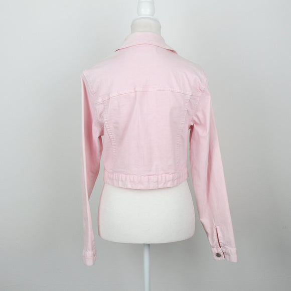 RE: Baby Pink Cropped Denim Jacket | Size 10
