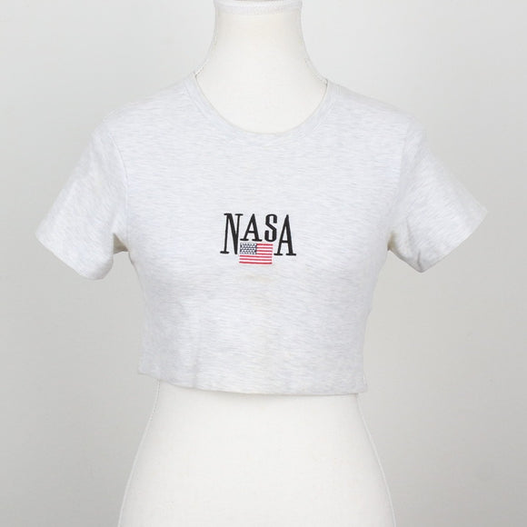 Factorie NASA Graphic Embroidered Crop Top | Size S