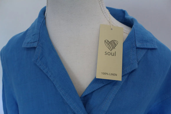 Light blue linen dress - large buttons
