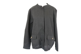 Black rayon linen bomber jacket