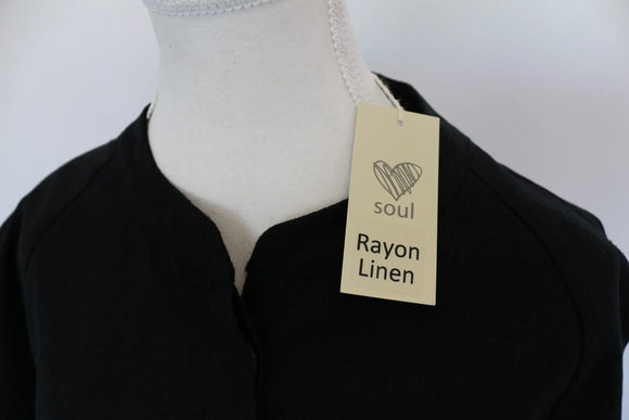 Black rayon linen bomber jacket