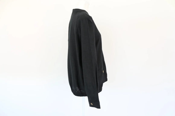 Black rayon linen bomber jacket