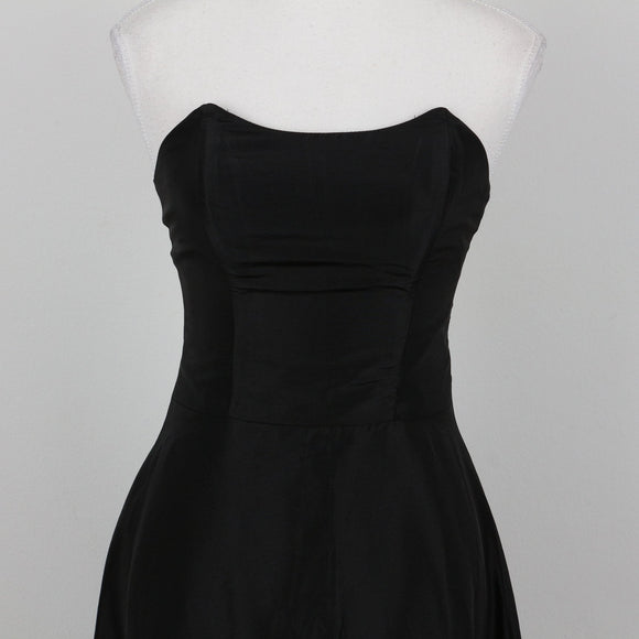 Black Strapless Lace-Up Evening Gown | Size 32