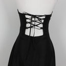 Black Strapless Lace-Up Evening Gown | Size 32-4
